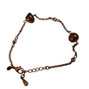 Premier Designs Raspberry Antiqued Matte Copper plate freshwater pearls aurora